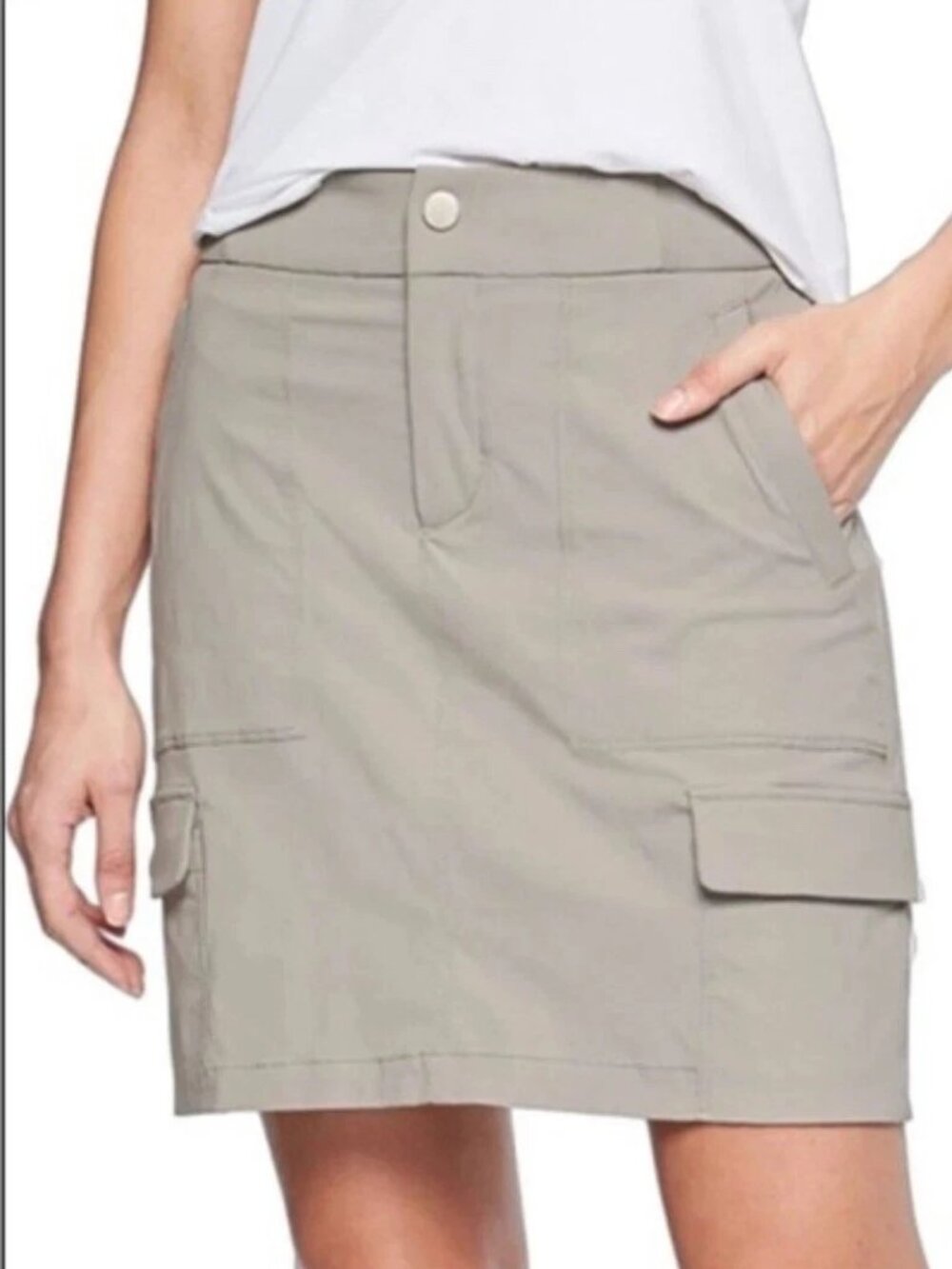 Athleta Trekkie 2.0 Skort Skirt Sz 8 Cargo Pull On Grey Rip-stop Gorpcore